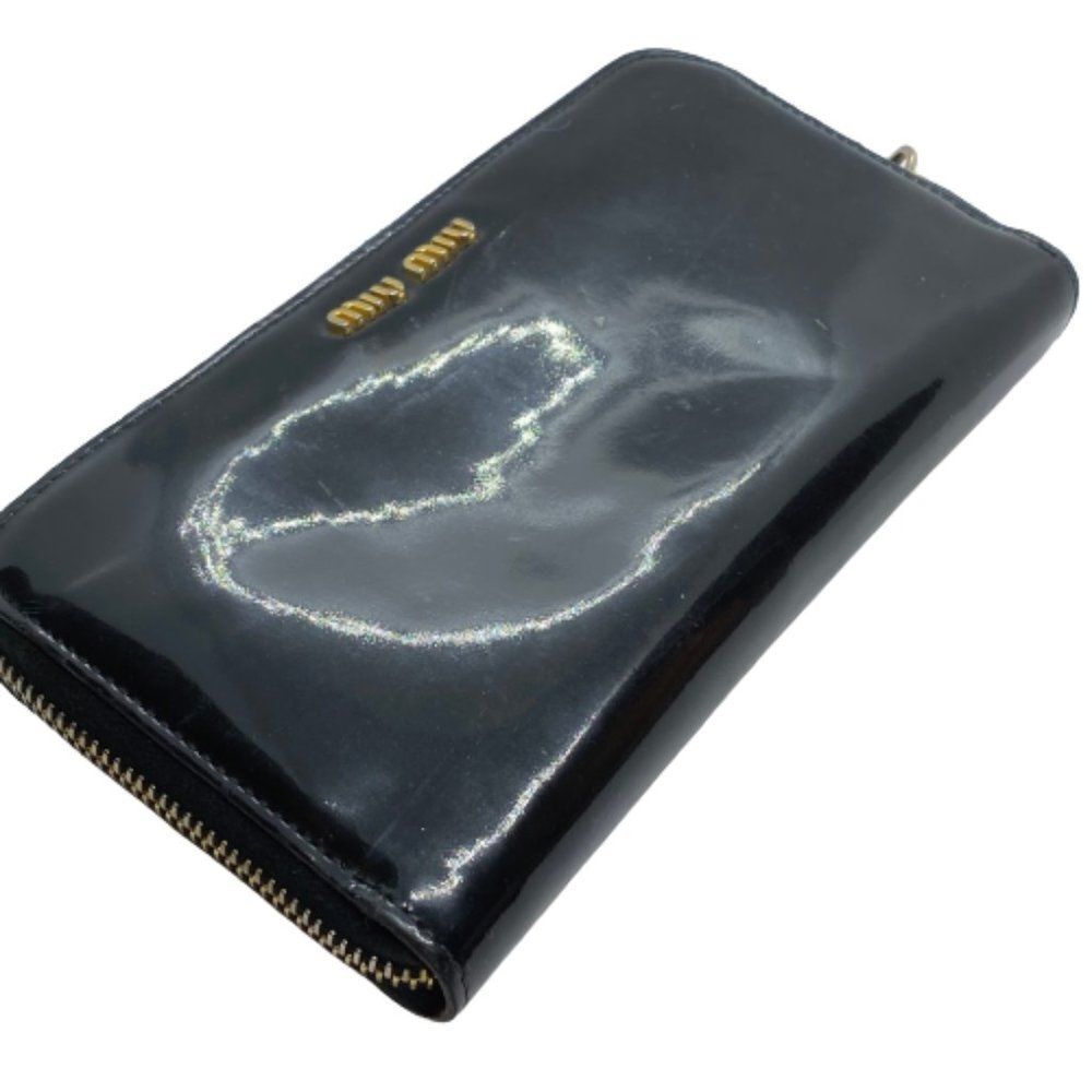 Authentic Miu Miu By Prada Black Zip Around Paten… - image 2